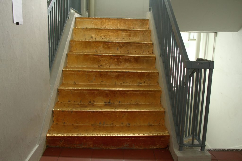 Priyageetha Dia's golden staircase at Jalan Rajah