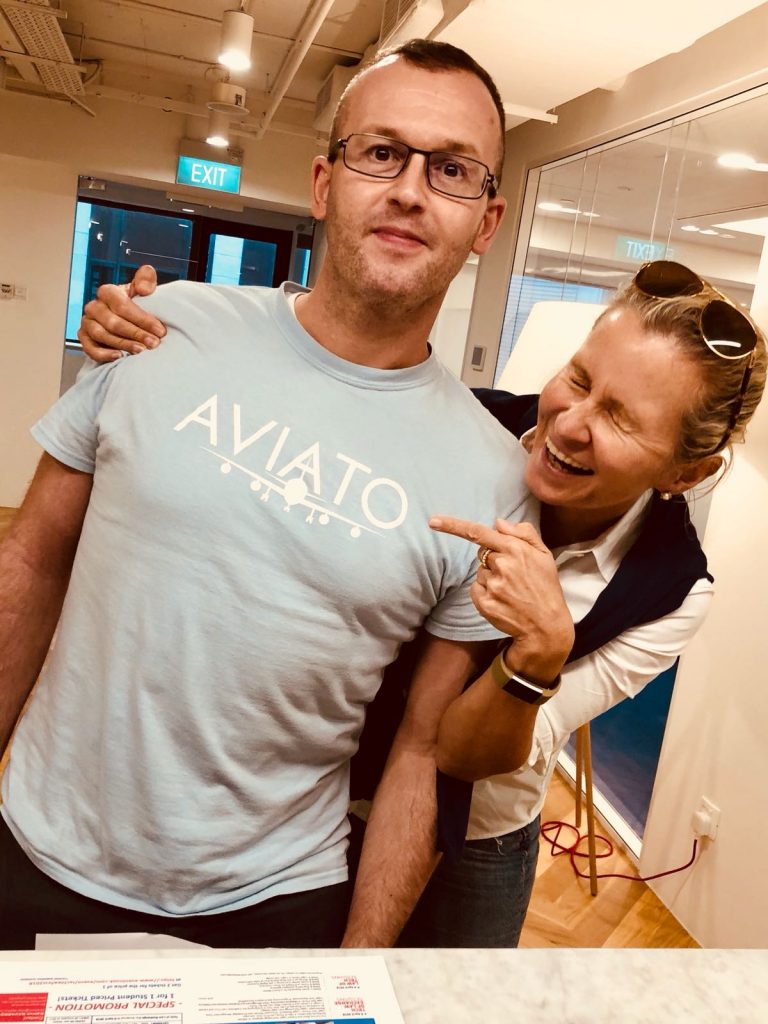 Patrick Dahm flaunting his Aviato t-shirt