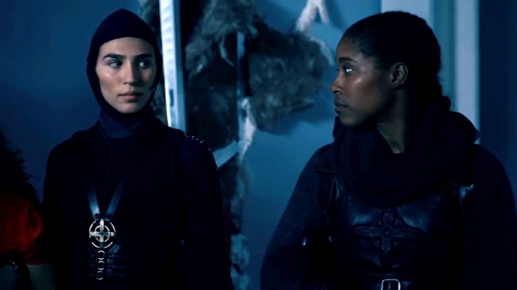 Lorena Andrea as Sister Lilith and Toya Turner as Shotgun Mary in Warrior Nun.